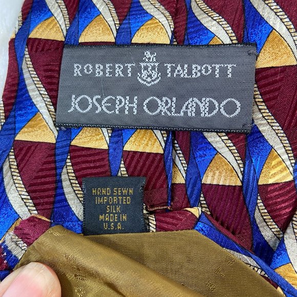Joseph Orlando Mens Neck Tie Hand Sewn Imported Silk Made in USA Robert Talbott - Picture 5 of 6